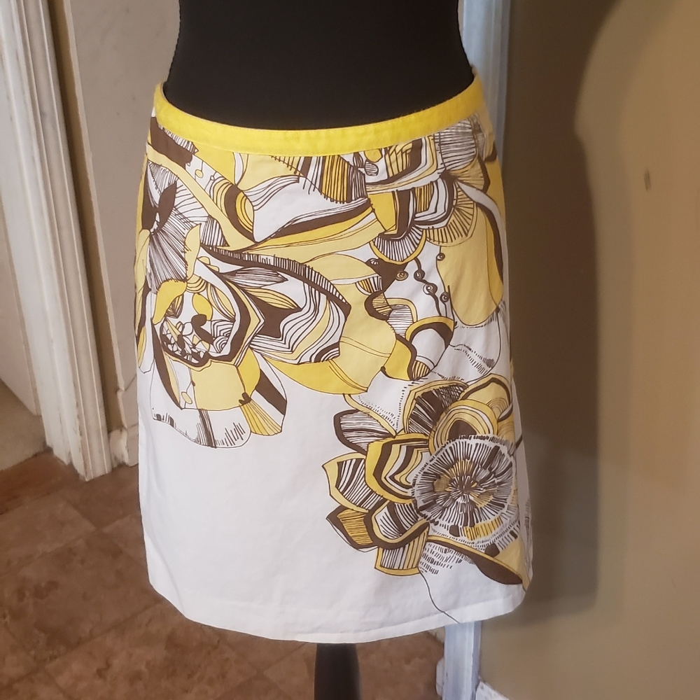 Ann Taylor Loft Yellow & Brown Skirt, Size 12P